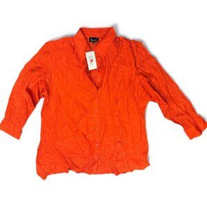 Lynn Ritchie Silk Crinkle Button-Up Blouse Paprika Size 1X NWT Holidays